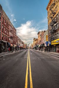 Road passing through city