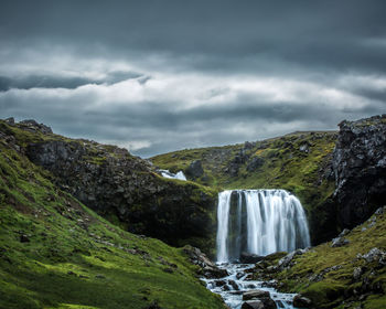 Highland waterfall in the  icelandic wilderness 