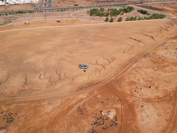 High angle view of cars on road