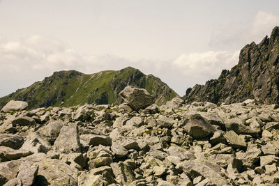 Scenic view of rocky mountains against sky