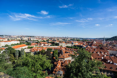 High angle view of townscape against sky