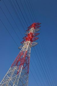 Low angle view of ferris wheel against blue sky