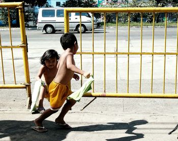 Boy playing in park