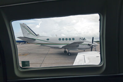 Close-up of airplane window