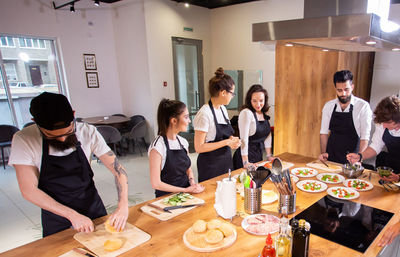 Business colleagues working on table