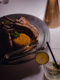 Close-up of food on table