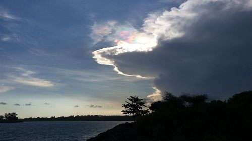 Scenic view of sea against cloudy sky