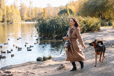 Woman with friends in water