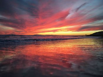 View of calm sea at sunset