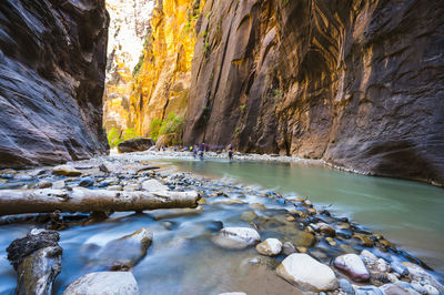 Scenic view of stream flowing through rocks