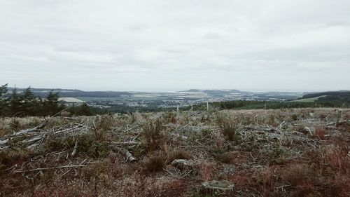 Scenic view of landscape against cloudy sky