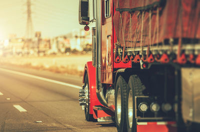 Close-up of train on railroad track