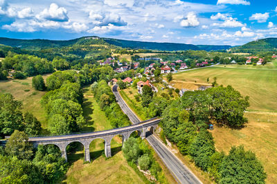 High angle view of bridge against sky