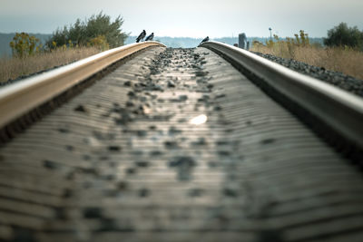 Close-up of railroad track