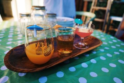 Close-up of beer in glass on table