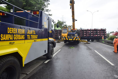 Vehicles on road in city