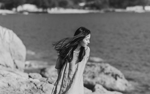 Side view of woman on beach