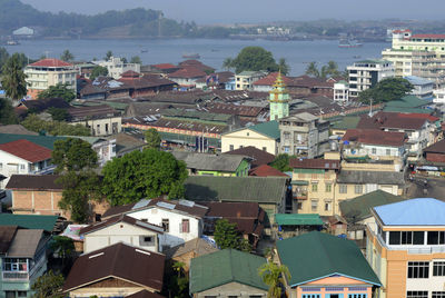 High angle shot of townscape