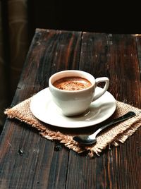 Coffee cup on table