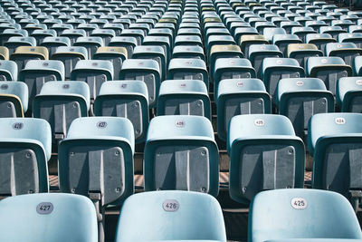 Empty chairs in stadium