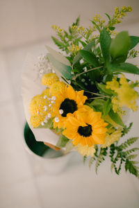 High angle view of yellow flowering plant