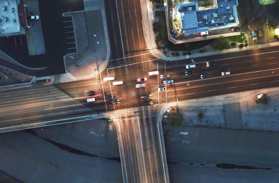 High angle view of cars on street in city