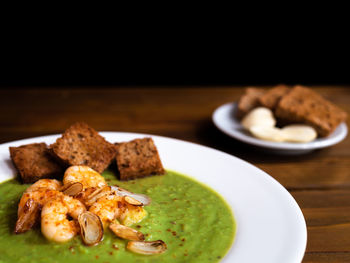 Close-up of food served in plate