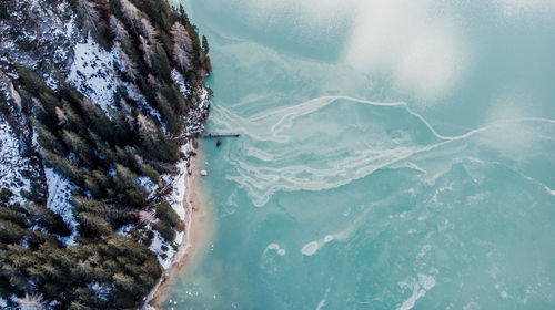 High angle view of sea and mountains