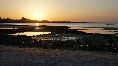 Scenic view of sunset over sea