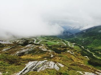 Scenic view of landscape against sky, san gotthardo.