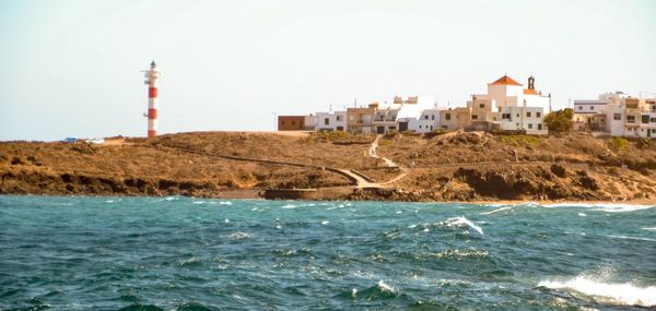 View of lighthouse on beach