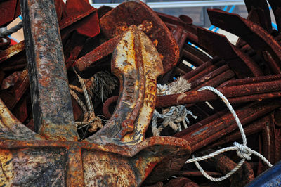 Close-up of rusty old car