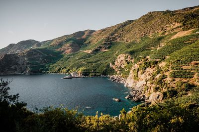 Scenic view of sea against clear sky