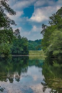 Scenic view of lake against sky