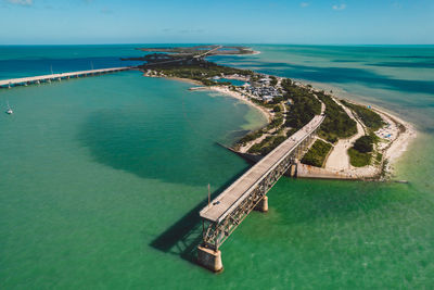 High angle view of sea against sky