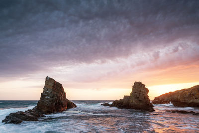 Sea sunrise at the black sea coast near sinemoretz, bulgaria.