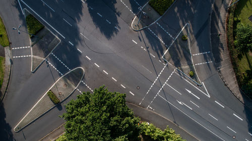 High angle view of trees in city