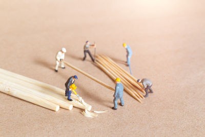 High angle view of work tools on table