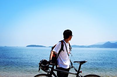 Scenic view of sea against clear sky