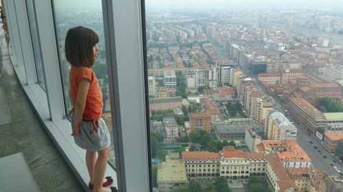 Woman standing in city