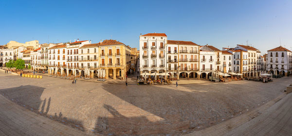 Cáceres, spain. april 29, 2022. scenic view of plaza mayor from elevated point of view