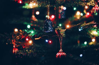 Close-up of decorated christmas tree