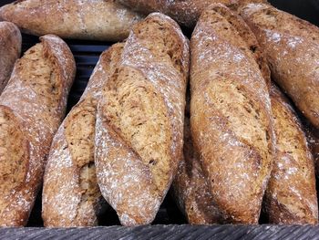 High angle view of bread for sale at store