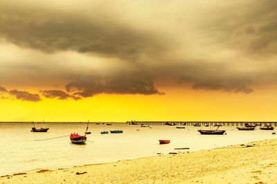 Scenic view of cloudy sky at sunset