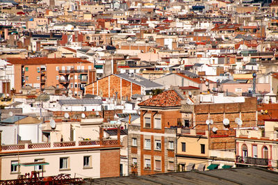 High angle view of buildings in barcelona 