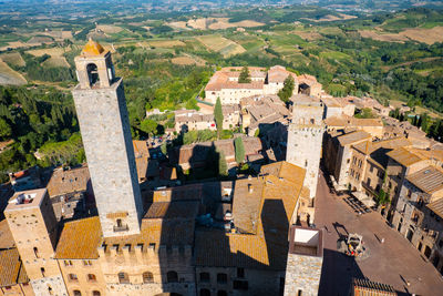 View from the top of the main tower, city of san gimignano, tuscany