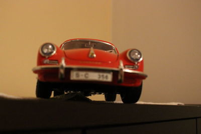 Close-up of toy car on table