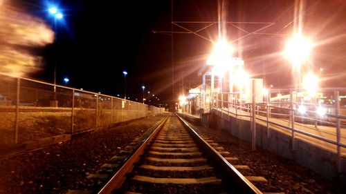 Railroad track at night