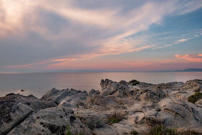 Scenic view of sea against sky during sunset