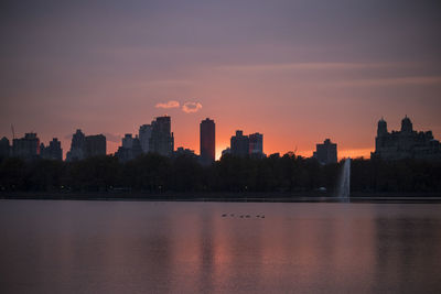 View of city at sunset